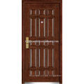 Puerta blindada de madera de acero inoxidable, puerta de seguridad de acero inoxidable